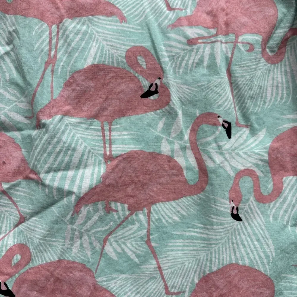 RF Brand MFG Men Medium Hawaiian Shirt Flamingo Short Sleeve Tropical‎